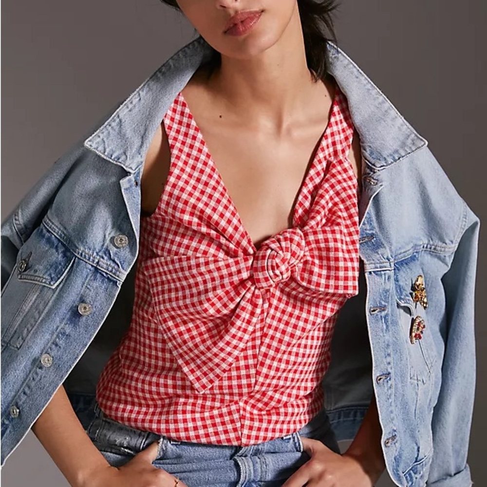 ANTHROPOLOGIE Eva Franco Red and White Gingham Tank Top